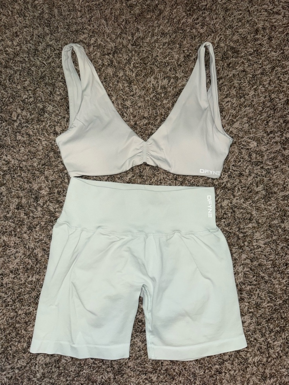 Dfyne Hannah Pearson Shorts and Minimal Bra Set in Aloe - Picture 2 of 6